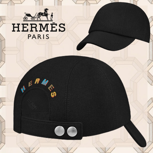 【新作】エルメス 偽物キャップ ハット 帽子 ブラック 黒 ロゴ入り H201050N 1W59