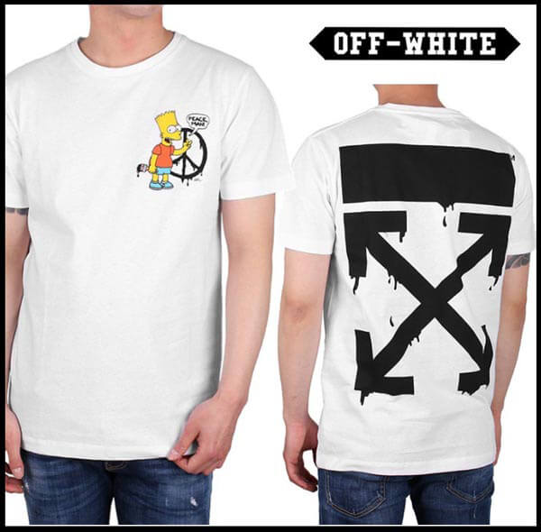 限定 Off-White  オフ ホワイト コピー メンズ ★BART PEACE S/S T-SHIRT Tシャツ OMAA027S191850340188
