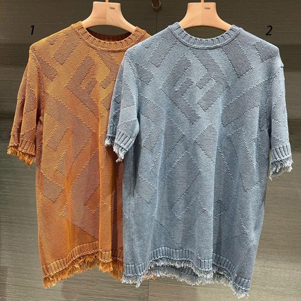 選べるお色フェンディ セーター コットン FFモチーフ 半袖Tシャツ コピー 2色 FZX144AN3TF0AU0