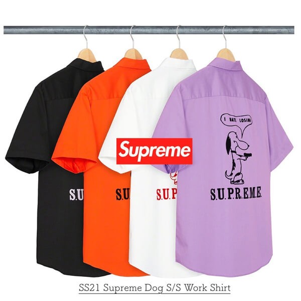 SS21 シュプリーム シャツ 偽物 Dog S/S Work Shirt - シュプリーム ワークシャツ 21060963