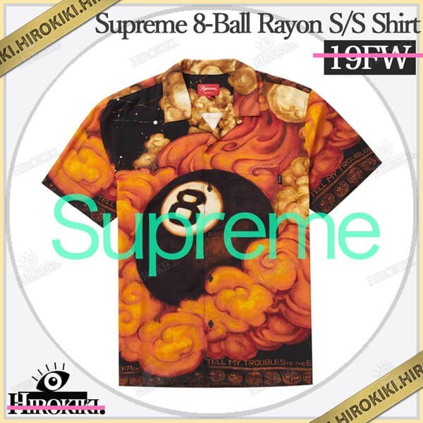 19FW /シュプリーム シャツ コピー 8-Ball Rayon S/S Shirt レーヨン シャツ 総柄 21060970