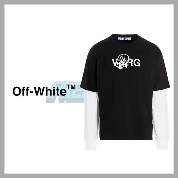 オフホワイト x Katsu Fatlock ロゴ ロンT Tシャツ コピー ブラック 21072209