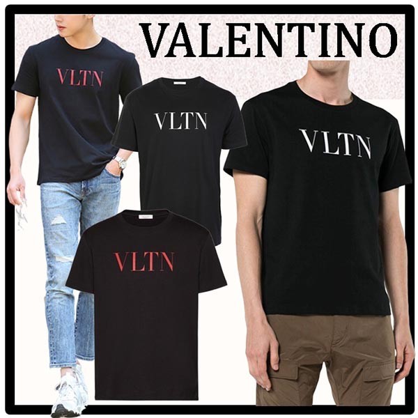 ヴァレンティノ ロゴ Tシャツ 偽物★VLTN ロゴ Tシャツ★クルーネックカットソー TV3MG10V3LE 2色