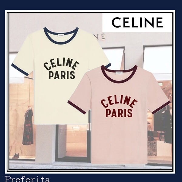 【セリーヌ】PARIS Tシャツ 偽物 コットンジャージー 半袖 2X855501F.24PN