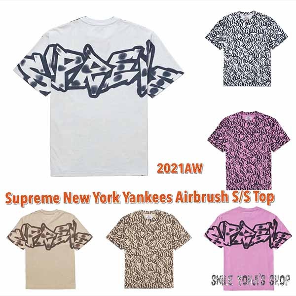 ★21AW新作★シュプリーム Tシャツ コピー x ニューヨーク ヤンキース エアブラシ S/S トップス 3色 21090705