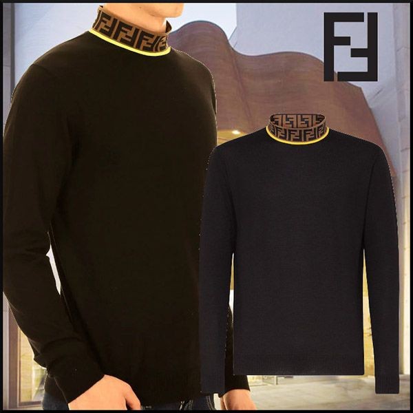 【フェンディ】ブラック ウール ロゴ セーター コピー Black Wool Sweater 21113008