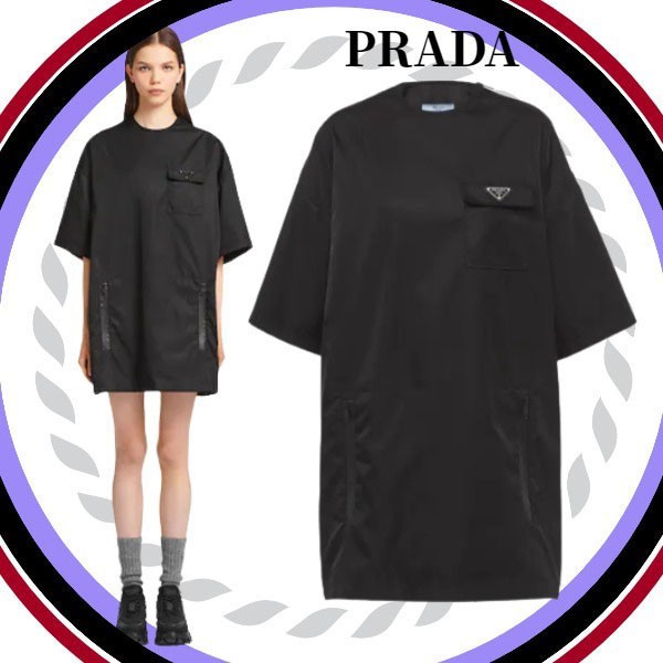 プラダ Re-Nylonのブラックショートドレス コピー 230670_1WQ8_F0002_S_212
