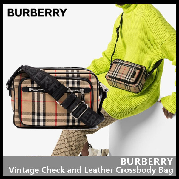 【バーバリー】Vintage Check and Leather Crossbody Bagコピー 8010152